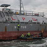 Greenpeace International activists board a tanker in South Korea carrying petrochemicals destined for plastic production.