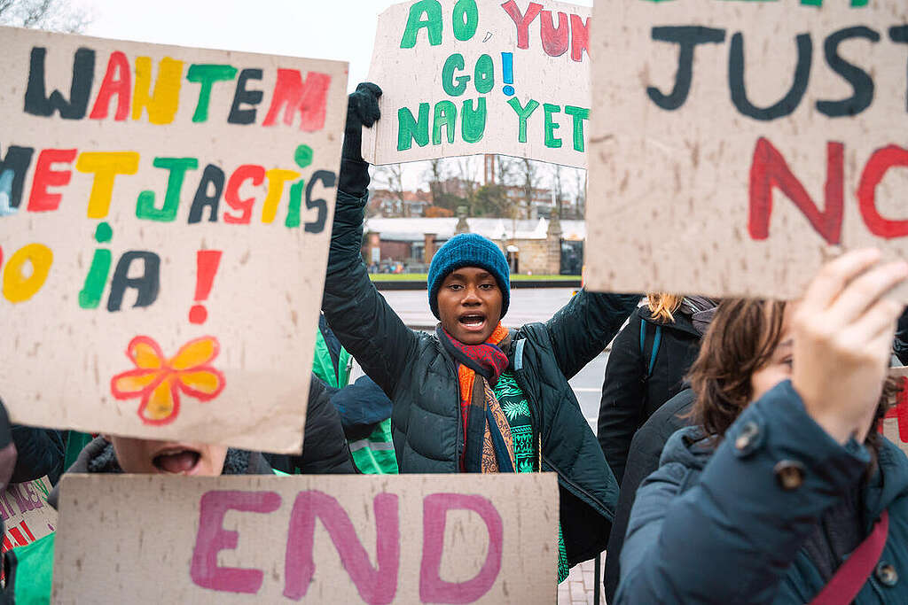 A powerful and diverse assembly of voices from around the globe gather in front of the Peace Palace in the Netherlands to demand climate justice. As the International Court of Justice prepares to begin its hearings on climate change and its impacts on human rights for current and future generations, this peaceful demonstration sets the stage for these historic discussions. © Emiel Hornman / Greenpeace © Emiel Hornman / Greenpeace A powerful and diverse assembly of voices from around the globe gather in front of the Peace Palace in the Netherlands to demand climate justice. As the International Court of Justice prepares to begin its hearings on climate change and its impacts on human rights for current and future generations, this peaceful demonstration sets the stage for these historic discussions. © Emiel Hornman / Greenpeace © Emiel Hornman / Greenpeace