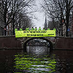 Activists protest in Amsterdam against the biggest meat company JBS' plans to relocate its corporate headquarters to the Netherlands as part of its listing on the New York Stock Exchange (NYSE).

The protest coincided with Greenpeace International's lawyers warning JBS' notaries in the Netherlands that by aiding JBS’s restructuring, law firm Loyens & Loeff risks complicity with a company mired in financial and environmental scandals, and enabling JBS to further expand its environmental-wrecking business model.
