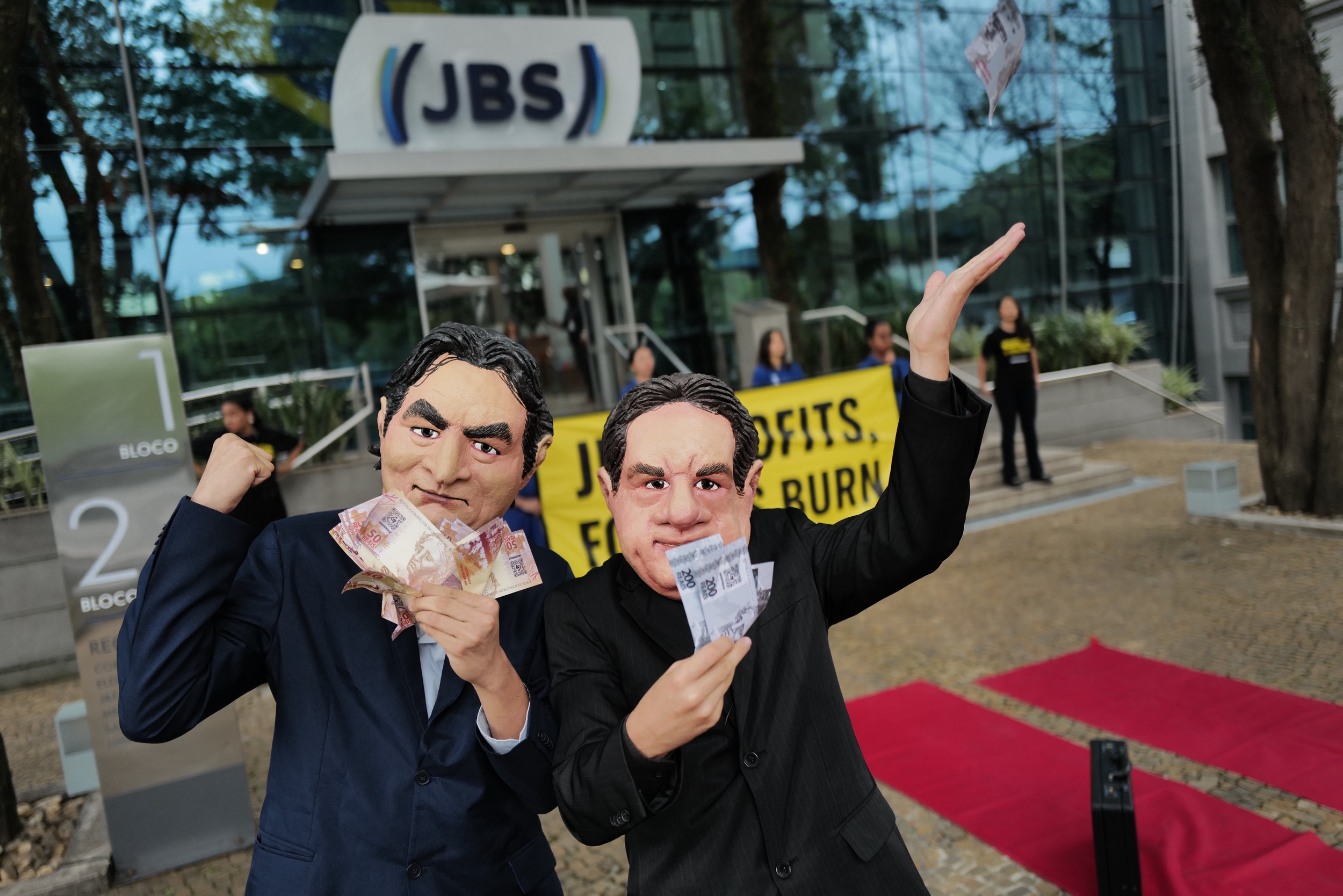 Greenpeace Brazil’s activists have taken action against JBS, the world’s biggest meat company, disrupting their annual shareholder meeting at the company’s headquarters in Sao Paulo. They are protesting the company’s role in environmental destruction and climate breakdown, including deforestation in the Amazon.