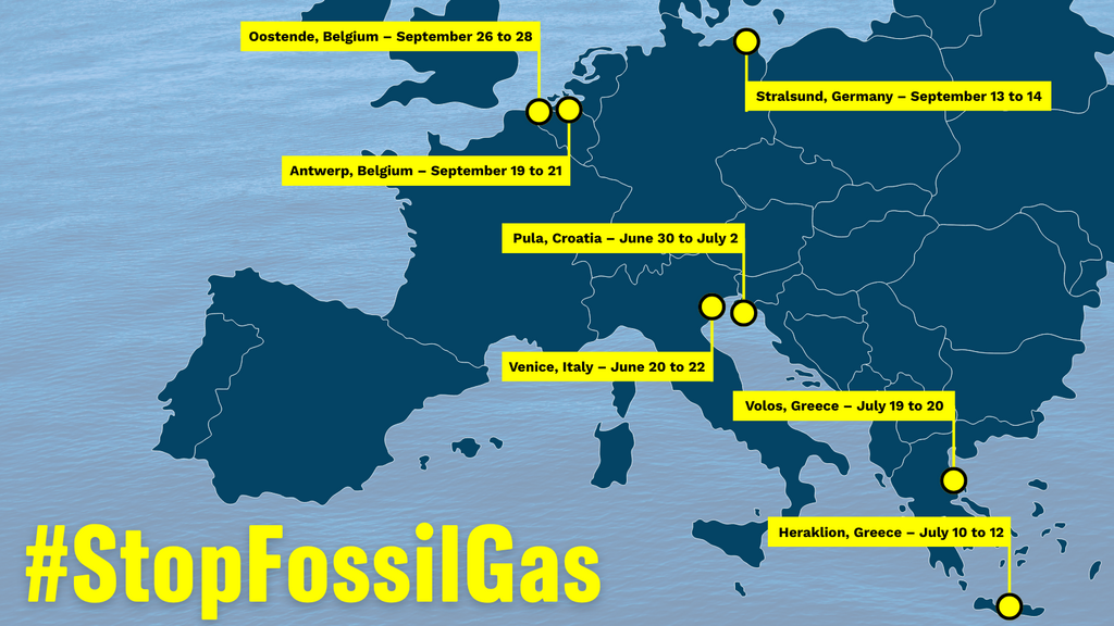 This is a map illustrating the Arctic Sunrise's stops on the ship tour. This is a map illustrating the Arctic Sunrise's stops on the ship tour. © Greenpeace