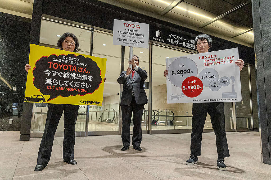 On 8th May 2025, Greenpeace Japan activists held up a banner that read, On 8th May 2025, Greenpeace Japan activists held up a banner that read,
