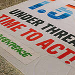 Greenpeace reveals banner inside UN venue at Bonn Climate Conference, calling for stronger action on the 1.5 degree limit