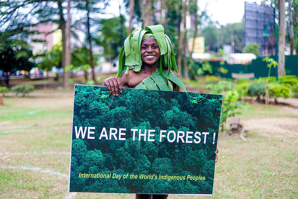 Forest Cultural Show (Indigenous People's Day celebration), Yaounde, Cameroon. © Greenpeace / Nene Fembe