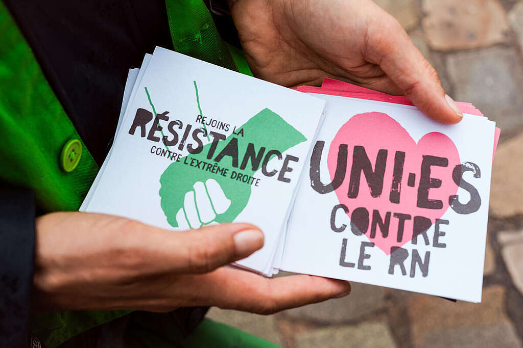Demonstration against the National Rally Far Right Party in Bordeaux. © Marion Parent / Greenpeace