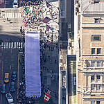 Greenpeace USA and allies from across the globe march down Park Ave. ”Billionaires’ Row” during the Make Billionaires Pay March in New York City. The march is a part of a series of international mobilizations for climate justice happening September 19–21, entitled Draw the Line, on the eve of NYC Climate Week, the UN General Assembly, and the UN Secretary General’s Climate Ambition Summit.  Greenpeace USA activists deploy a giant “Climate Polluters Bill” nearly 160 feet long — the length of an Olympic swimming pool — through midtown Manhattan.