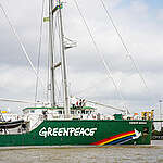Carrying the message “Action, Justice and Hope” on its mast, Greenpeace’s iconic activist ship, the Rainbow Warrior, arrived in Belém, Pará, this Wednesday (5), to mark its presence during the United Nations Climate Conference, COP30.
At this decisive moment for the planet’s climate, the ship returns to the Amazon alongside traditional peoples and social movements to call on world leaders for ambitious climate targets, an end to global deforestation by 2030, and a just energy transition — now!
On board the Rainbow Warrior, holding signs calling for respect for the Amazon, were Indigenous leaders Dinamam Tuxá, coordinator of the Articulation of Indigenous Peoples of Brazil (APIB); Chief Megaron Txucarramãe, leader of the Kayapó people; Angela Kaxuyana, representative of the Coordination of Indigenous Organizations of the Brazilian Amazon (COIAB); and Greenpeace Brazil’s Executive Director, Carolina Pasquali.