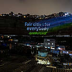 Greenpeace Brazil display the responses of the community’s imagination and the dream city look like, as part of the celebration of the World Habitat Day, which kicks off Urban October, a United Nations initiative that encourages the promotion of activities and debates on how we can make cities a better place for everyone in  Morro dos Macacos, South of the city of São Paulo, Brazil. 
Greenpeace Brazil and the local community hold a conversation about climate justice and the impacts of extreme weather events, and an invitation to the imagination was open to answer the question: What does your dream city look like? Their responses were projected at the community during the activity and to echo what people want for their lives, so that they feel respected for their right to access the city.