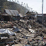 Coastal communities in Pandan, Catanduanes, Philippines are left with shattered homes after Fung-Wong tore through the island with 185-kph winds.
