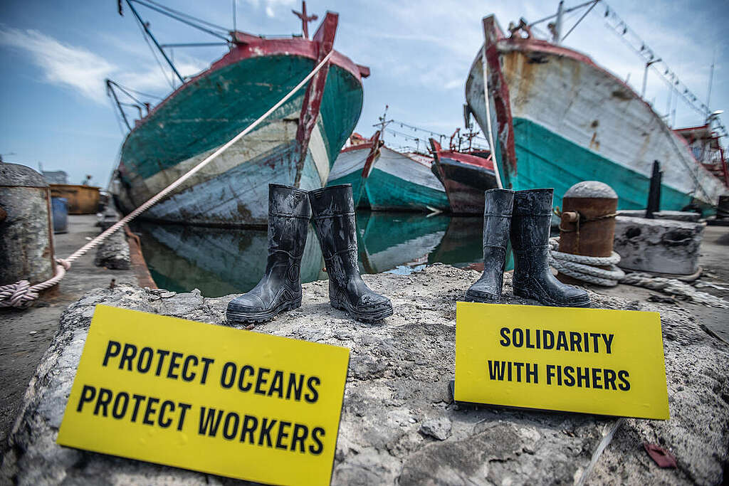 Greenpeace Indonesia holds a photo-op 