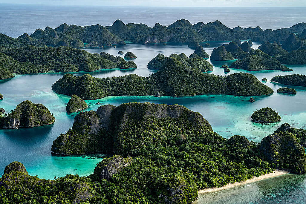 Flyover Raja Ampat Islands in Southwest Papua. © Jurnasyanto Sukarno / Greenpeace
