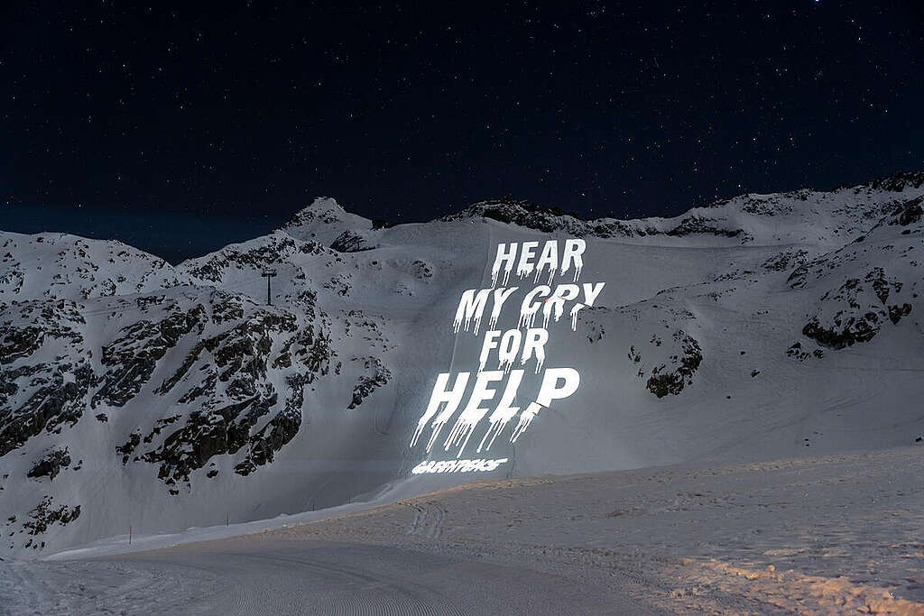 A team from Greenpeace Italy and Greenpeace Germany projected the message 