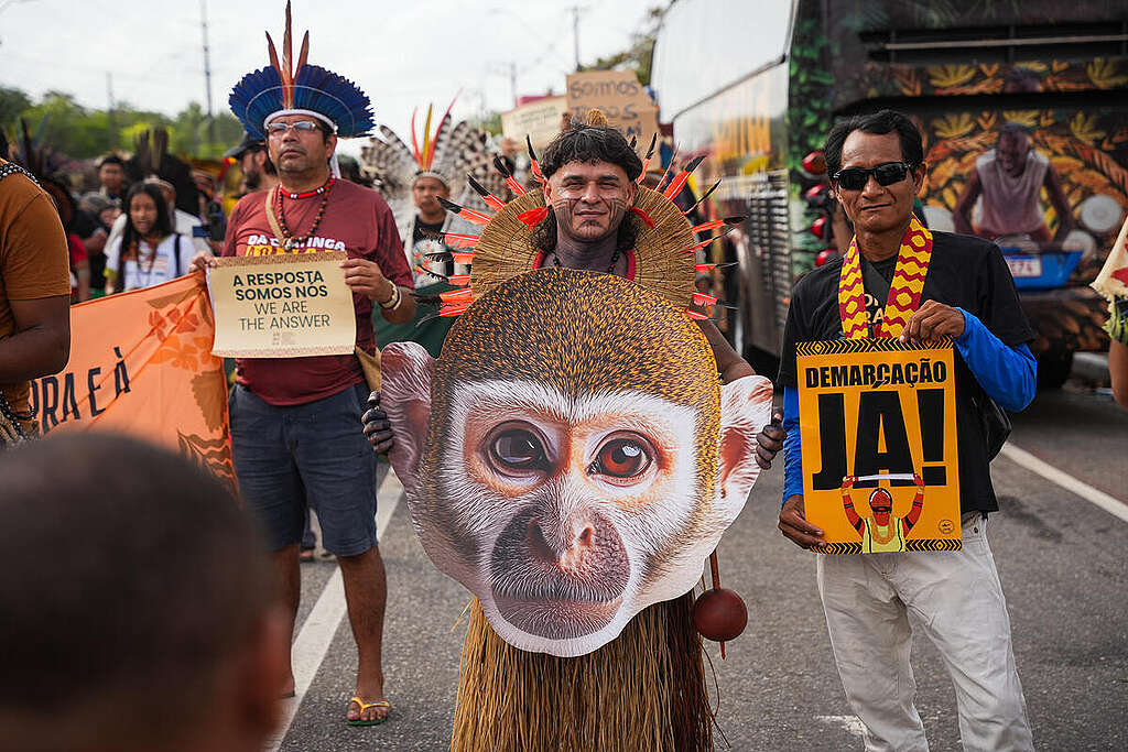 Indigenous March Kicks off the Second Week of COP30 in Belém. © Filipe Bispo / Greenpeace Indigenous March Kicks off the Second Week of COP30 in Belém. © Filipe Bispo / Greenpeace