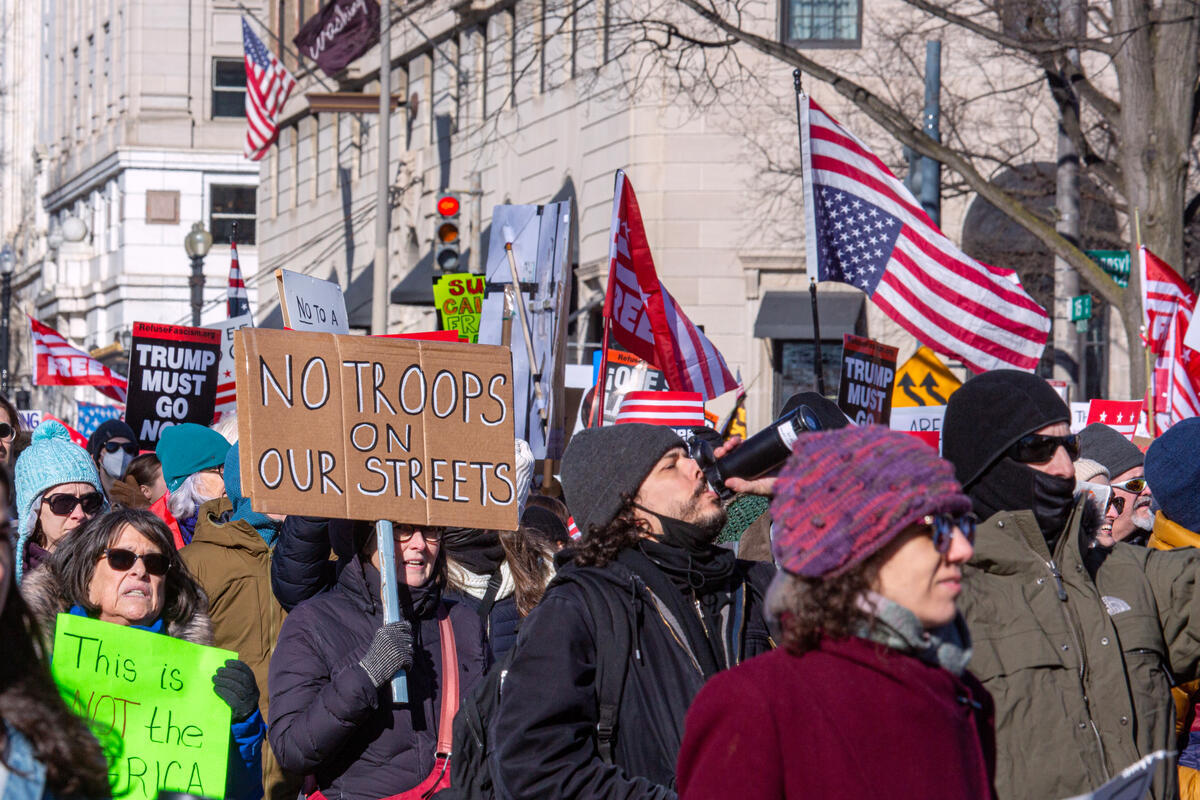 Trump 2.0 One Year Protest in Washington D.C. &copy; Tim Aubry / Greenpeace
