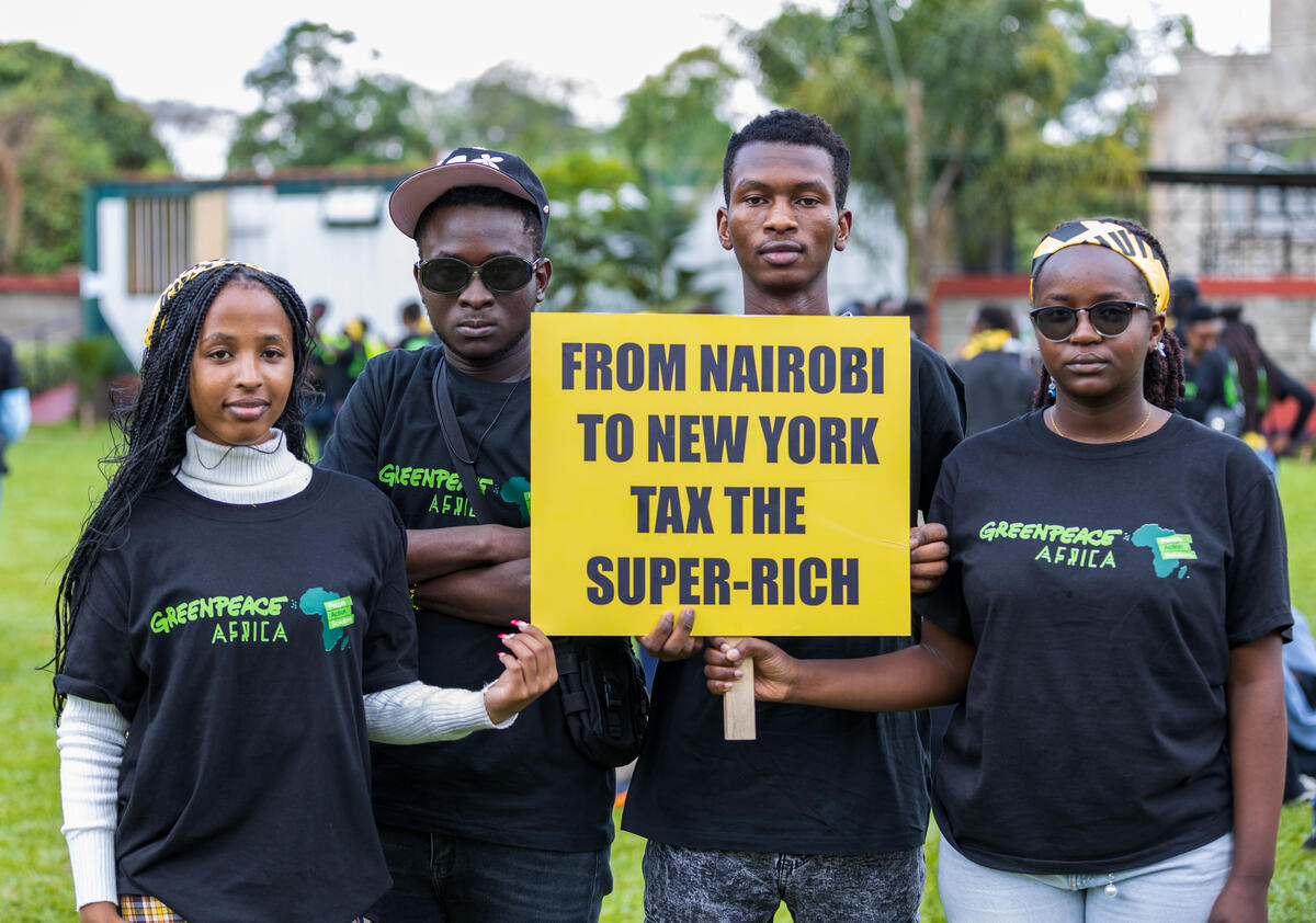 United Nations Tax Convention Activity ahead of COP30 in Nairobi. © Greenpeace / Helium Creations