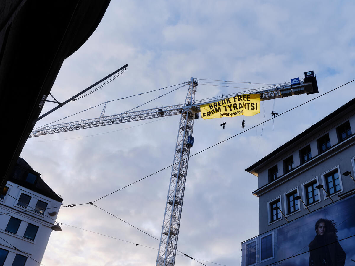 European Energy Independence Protest at Munich Security Conference. &copy; Sandra Singh / Greenpeace