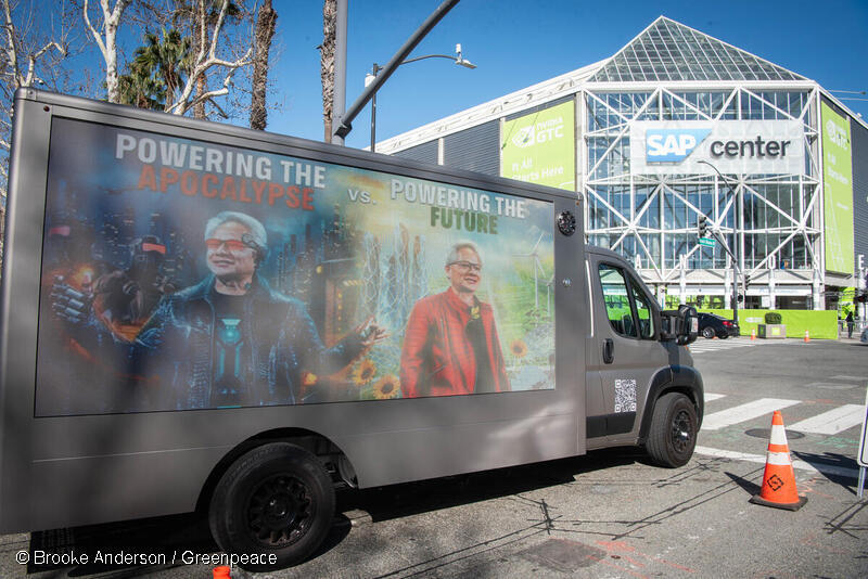 Greenpeace confronts Nvidia’s GTC Conference with Billboards: “Jensen, Choose Your Future”