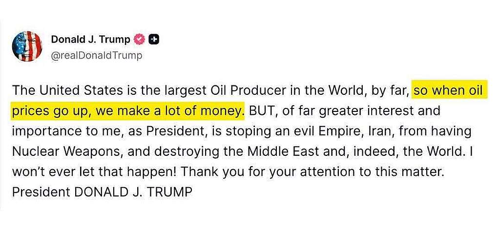 Donald Trump post, Truth Social April 2026.