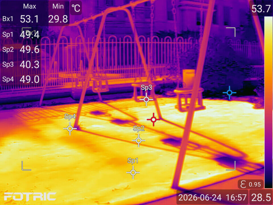 Playground - Thermographic Images Reveal Sweltering Surface Temperatures in London Pavements, Tube platforms and bus shelters across London reach sweltering surface temperatures according to thermal camera footage captured for Greenpeace UK during the record-breaking heatwave. The images show how extreme heat is putting strain on daily life in the capital, from streets and public transport to outdoor workers exposed to dangerous conditions.