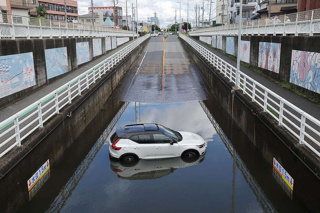 GettyImages-2289876283 A car is submerged in water in an underpass in Kamagaya city, Chiba Prefecture on August 14, 2026. At least four people died in eastern Japan after "unprecedented" heavy rain that left thousands stranded at Narita airport overnight and snarled up roads and rail service © JIJI Press / AFP via Getty Images