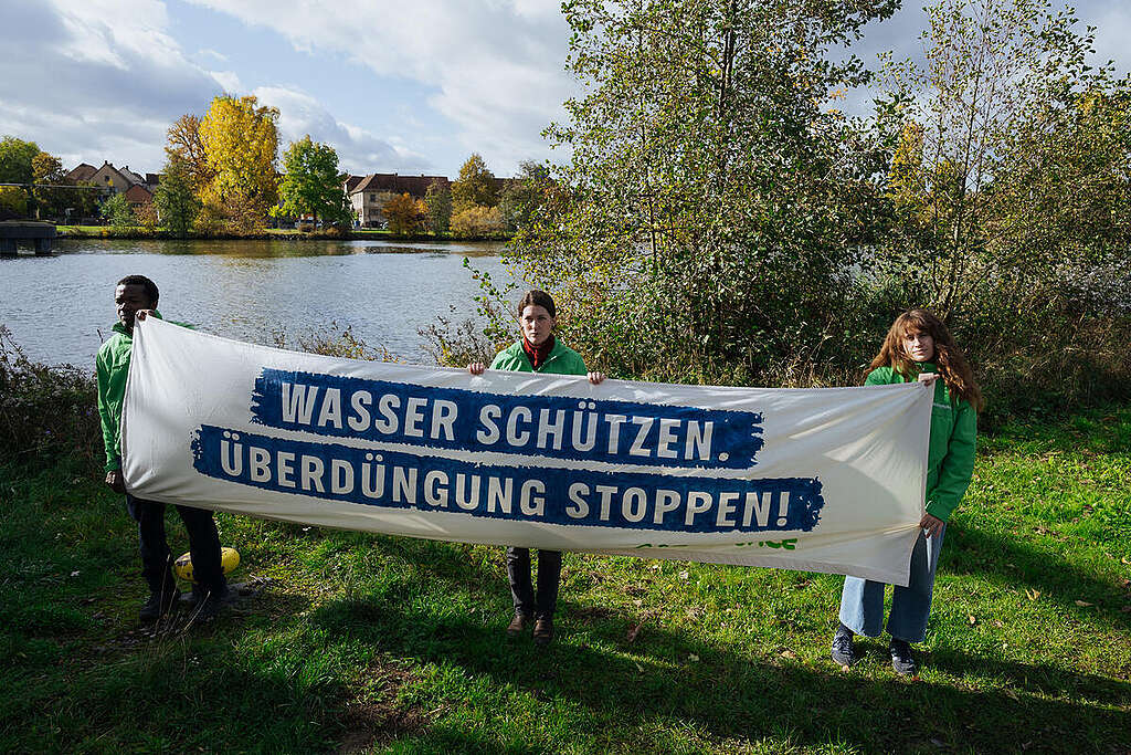 Water Sampling in Karlstadt in Bavaria Greenpeace agriculture experts measure nitrate levels in surface waters near Karlstadt in der Main-Spessart constituency, represented in the federal parliament by Alexander Hoffmann(CSU). The environmental campaigners take a water sample from the local stream and analyse the results on site.