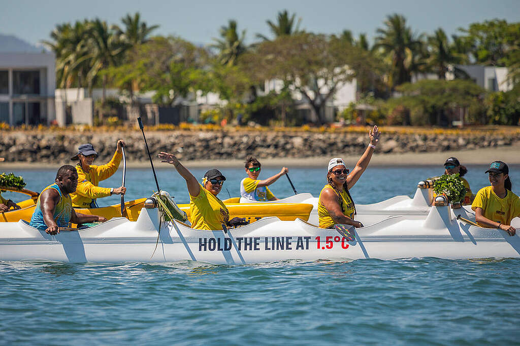 Around 80 people including Pacific and Torres Strait community members, Elders and youth activists travelled as part of a colourful flotilla past the Pre-COP venues with a message for leaders: 'Keep 1.5&deg;C Alive'.Messaging on outrigger canoes and banners said 'Hold the Line at 1.5&deg;C' and 'Keep 1.5&deg;C Alive' - a reminder to leaders at the Pre-COP climate summit in Nadi, Fiji that the climate limit established under the Paris Agreement is a non-negotiable survival line for humanity.Australia will take the reins of COP31 Negotiations in T&uuml;rkiye in November and is facing calls to stop expansing fossil fuels.