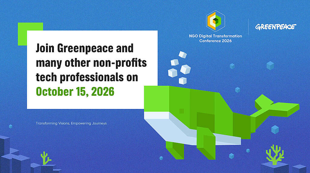 Digital transformation conference 2026 flyer Greenpeace flyer inviting non-profit technology professionals to the NGO Digital Transformation Conference on 15 October 2026