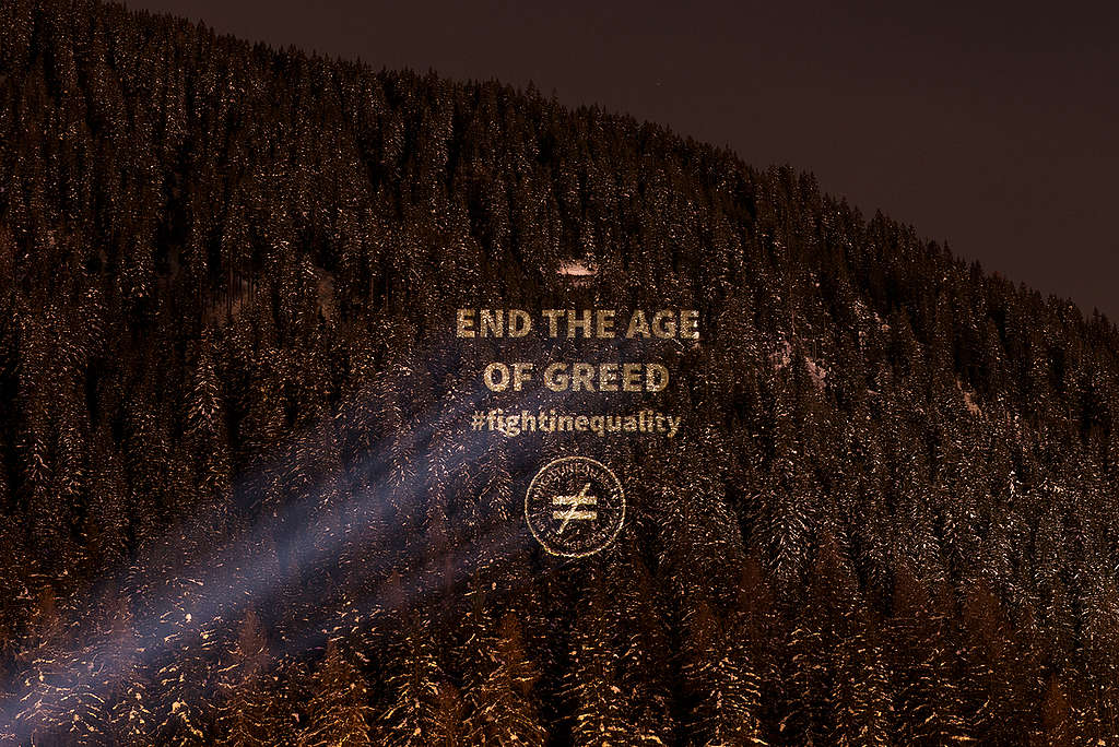 Greenpeace Justice Activity at the World Economic Forum in Davos. © Greenpeace / Lumina Obscura