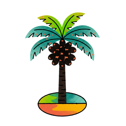 איור של עץ דקל צבעוני