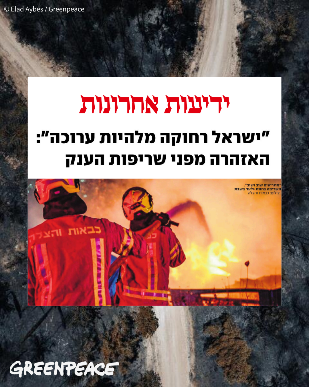 A960e9b1 2 3 כתבה של ״ידיעות אחרונות״ עם הכותרת: על האש": לוחמי אש מכבים שריפה גדולה בישראל