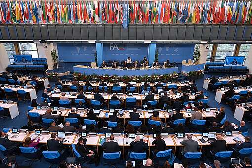Veduta di una sala interna della sede della FAO di Roma