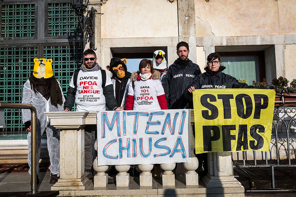 Attivisti di Greenpeace e comitati locali protestano a Venezia contro l'inquinamento da PFAS Attivisti di Greenpeace e comitati locali protestano a Venezia contro l'inquinamento da PFAS