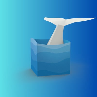 Scatolina portaconfetti blu con illustrazione di un delfino in 3D Scatolina portaconfetti blu con illustrazione di un delfino in 3D