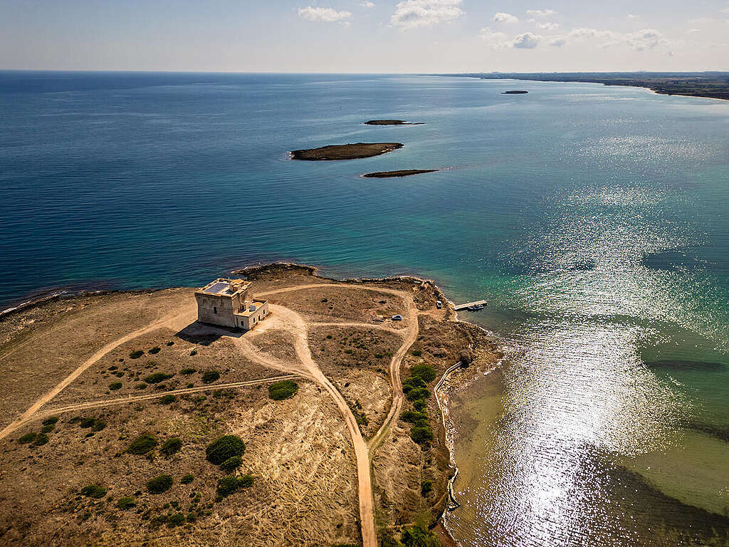Documentation and Scientific Survey in Puglia, Italy Vista panoramica di Torre Guaceto in Puglia.