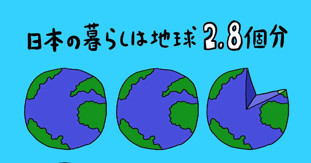日本の暮らしは地球2.8個分イラスト 日本の暮らしは地球2.8個分イラスト
