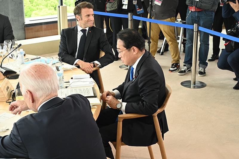 グランドプリンスホテル広島で行われたG7首脳によるセッション、ワーキングランチでの岸田首相 グランドプリンスホテル広島で行われたG7首脳によるセッション、ワーキングランチでの岸田首相