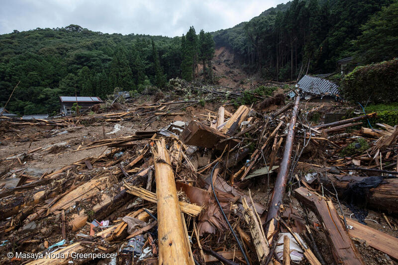 令和2年7月豪雨の被害の模様。熊本県人吉市。
