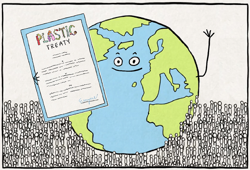 国際プラスチック条約　地球のイラスト
