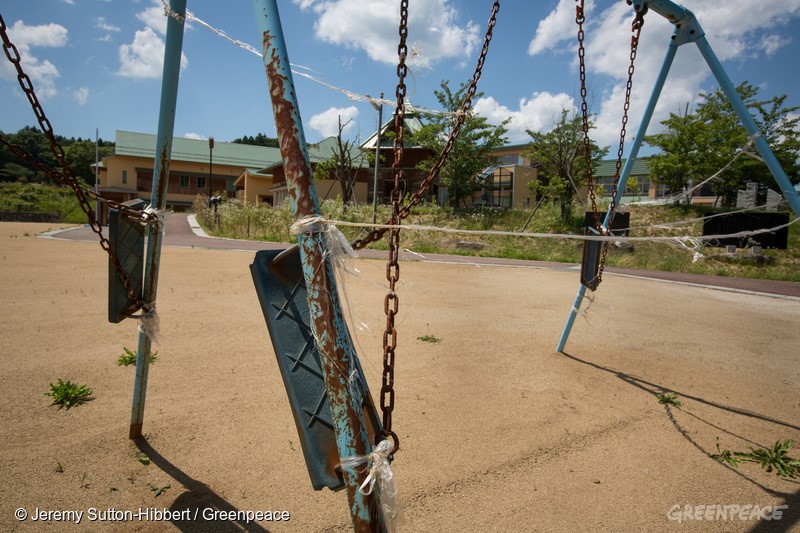 School yard, unused by children, in Iitoi village, in Iitate district, Japan, 14 July 2015. Decontamination work of the radiation spread by the March 2011 explosions at the Fukushima Dai-Ichi nuclear plant.