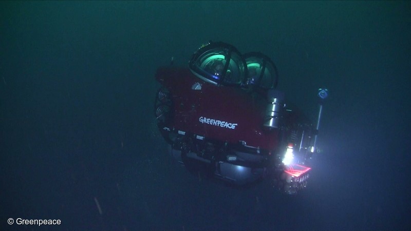 2018년 1월, 그린피스의 남극해 탐사 잠수함과 잠수함 안에서 본 남극 해저 모