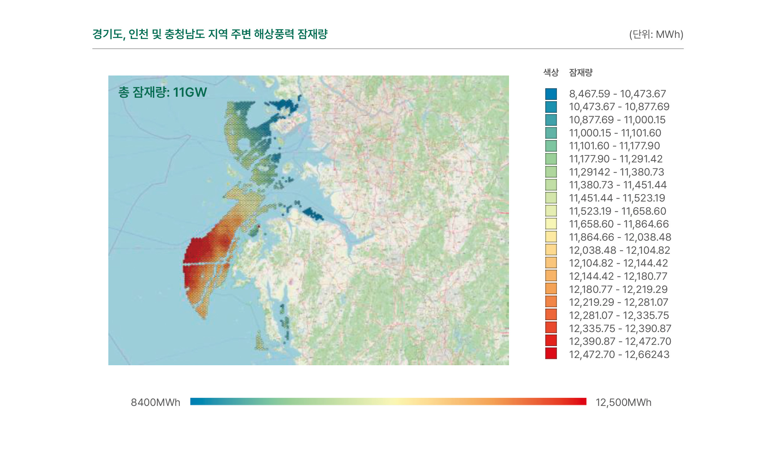 경기도, 인천 및 충청남도 지역 주변 해상풍력 잠재량