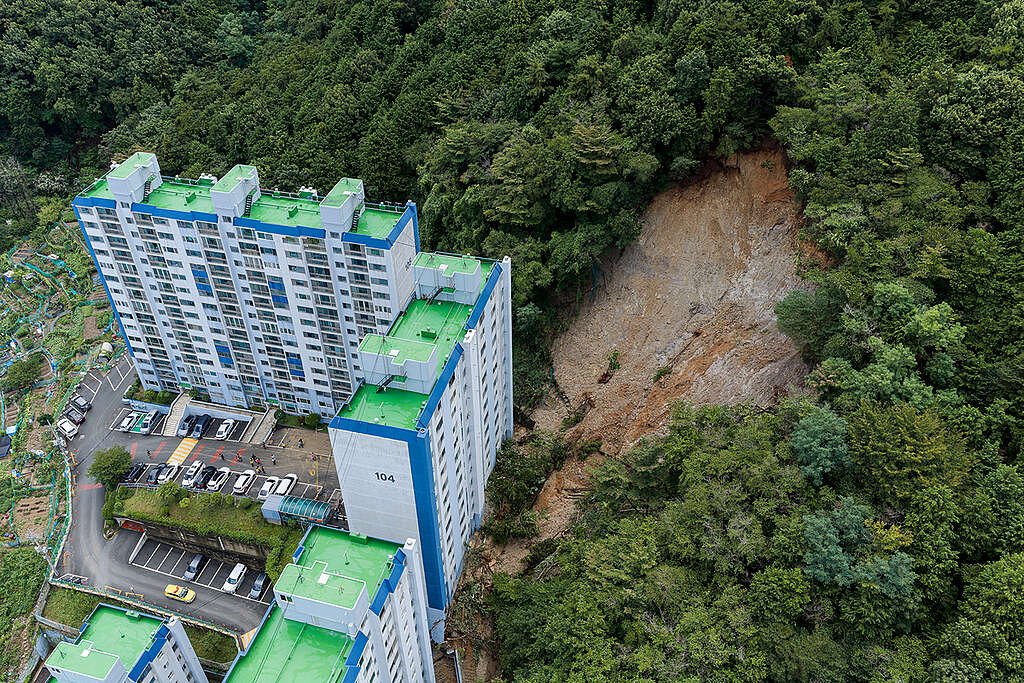 아파트 뒤 산사태로 토사가 아파트로 밀려들어 사상자 발생  © Sungwoo Lee / Greenpeace