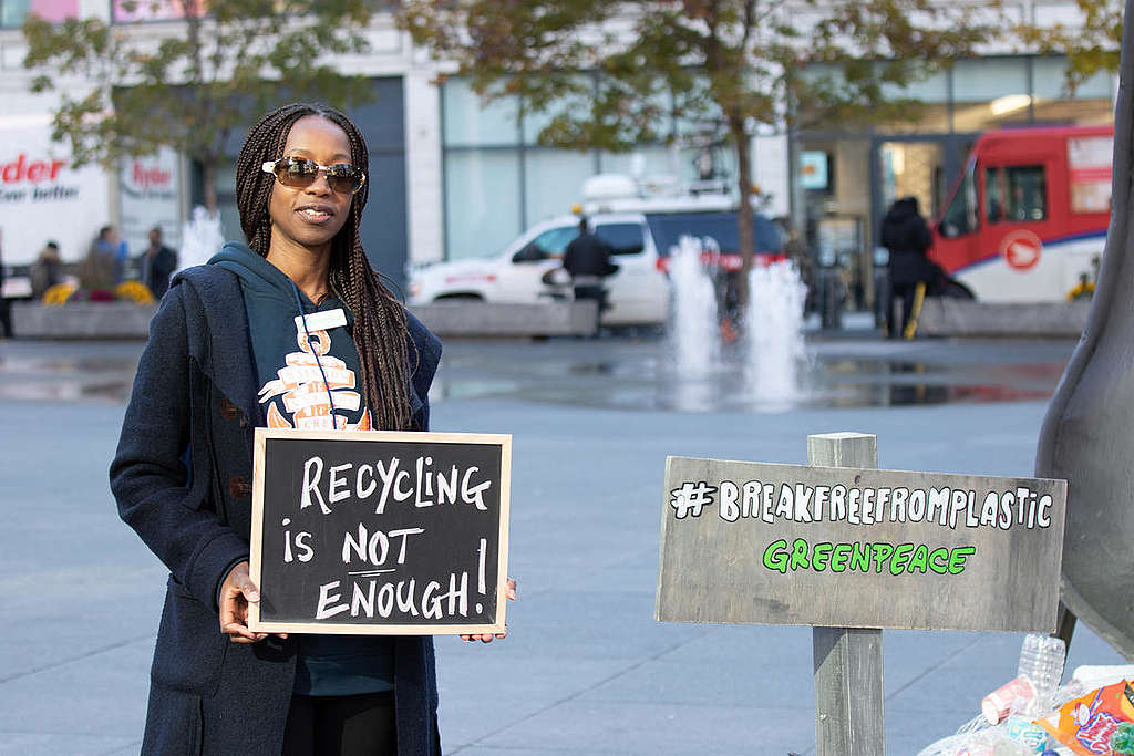 Plastic Trash Installation at YongeDundas Square in Toronto