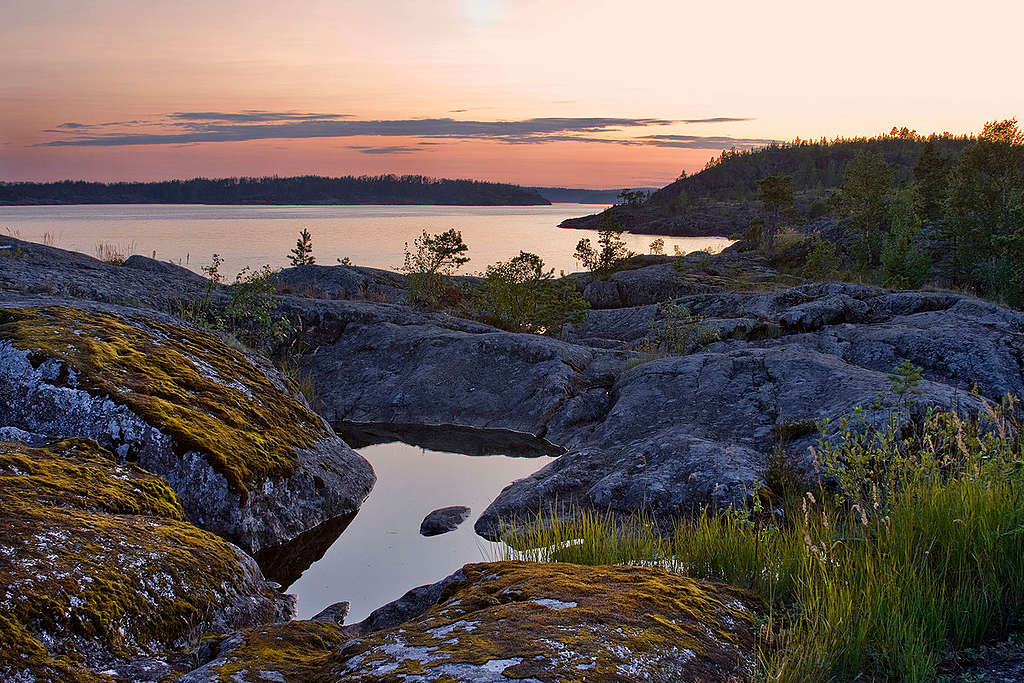 Vue panoramique, de Ladoga Skerries à Carélie en Russie