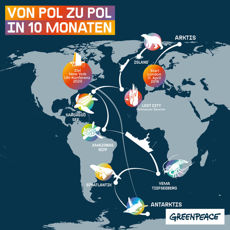 Karte Schiffstour 'Pol zu Pol'