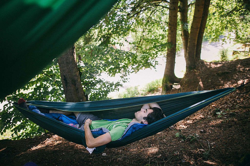 Un bénévole au camp forestier en Roumanie