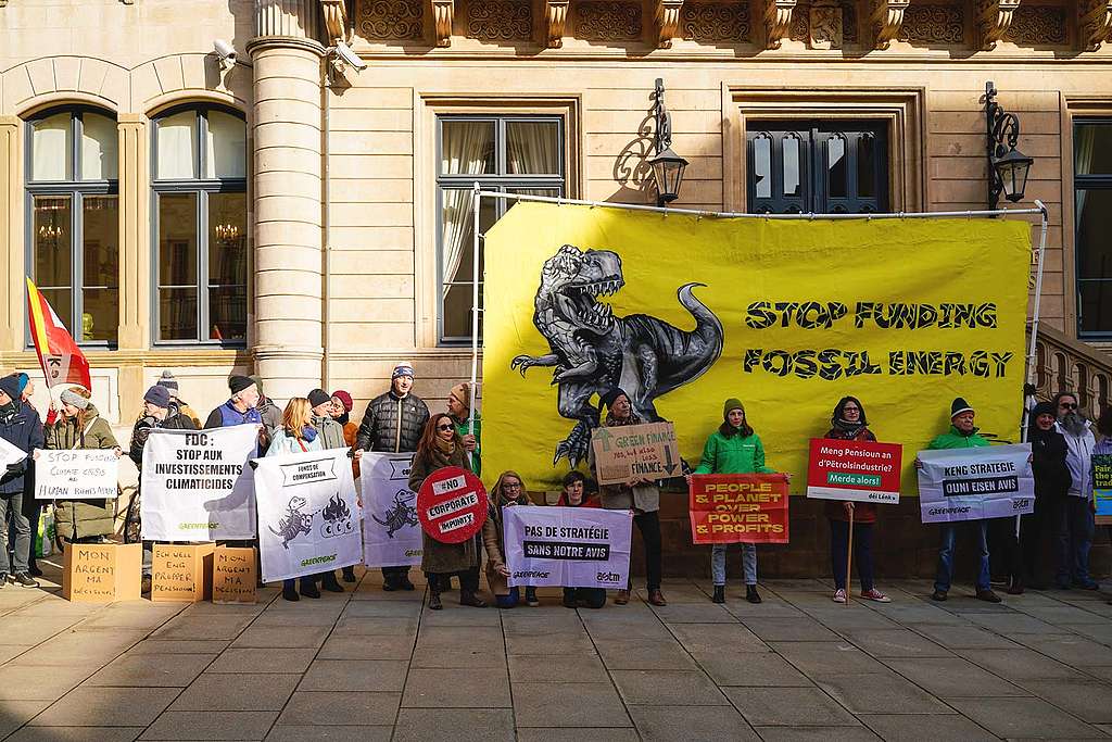 Protest outside the Chamber of Deputies in Luxembourg