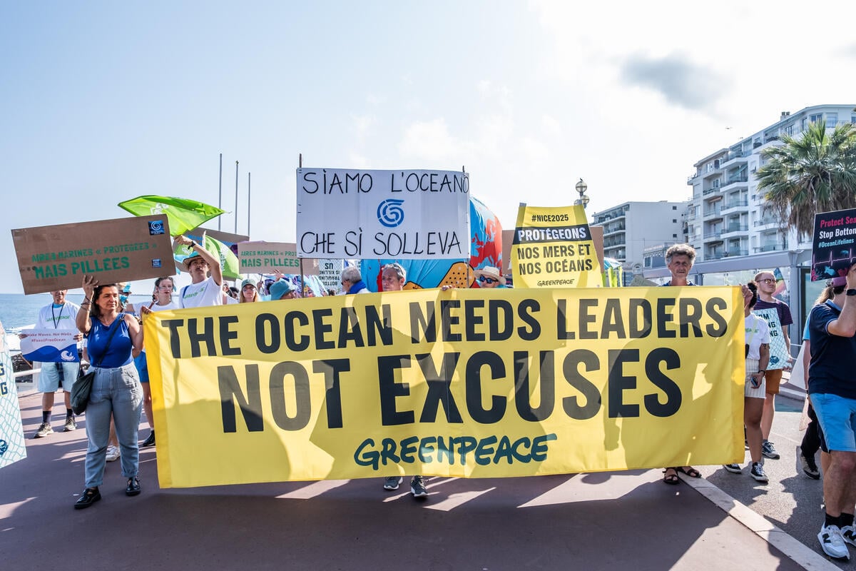 Oceans Blue March Protest in Nice, France. © Pierre Larrieu / Greenpeace Oceans Blue March Protest in Nice, France. © Pierre Larrieu / Greenpeace