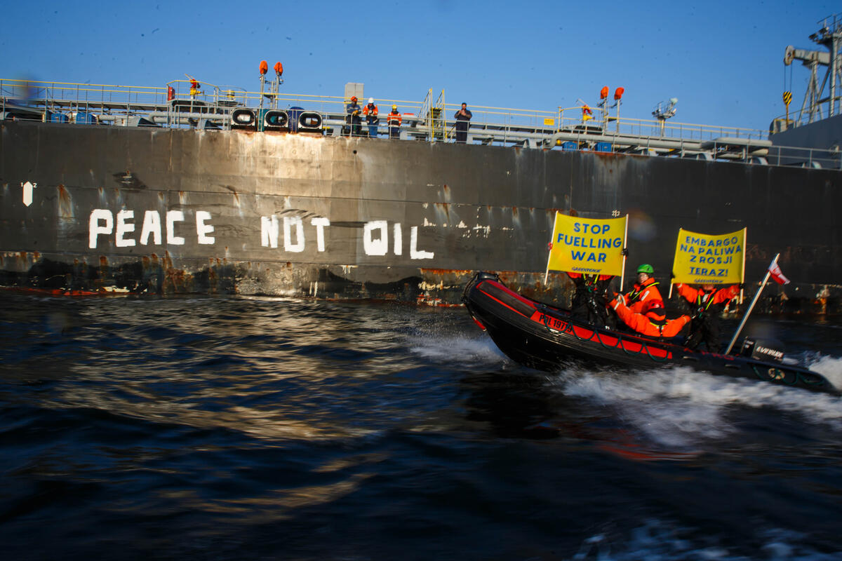 Peace - not Oil - Protest against Russian Oil in Poland. © Greenpeace