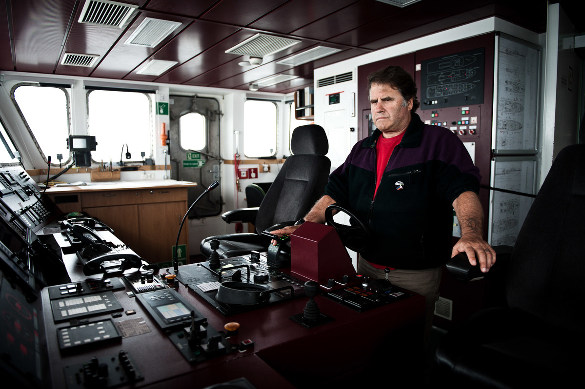 Arctic 30 Activist on the Rainbow Warrior in the North Sea. © Chris Grodotzki / Greenpeace